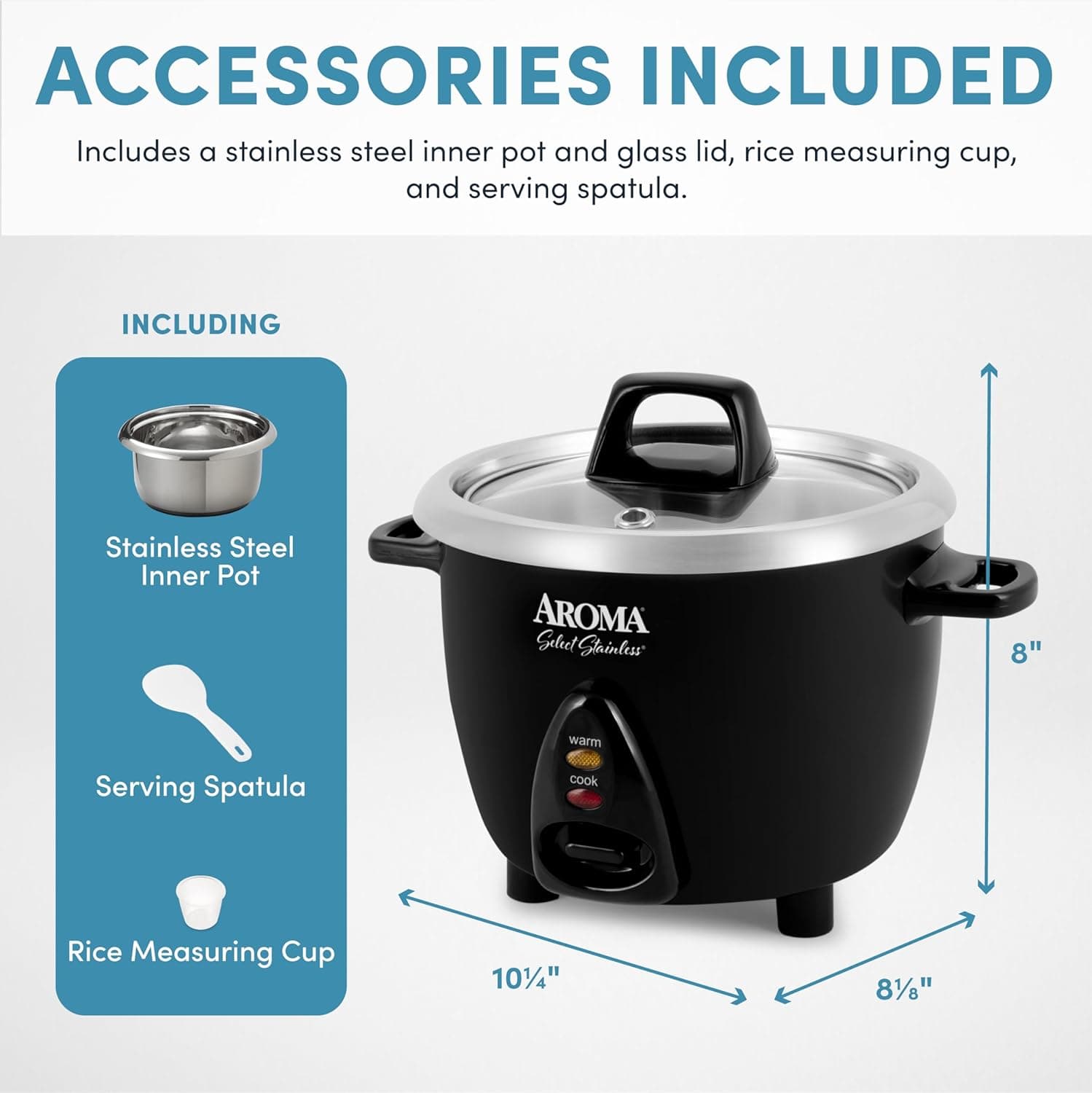 Aroma Stainless Rice Cooker Uncoated Inner Pot, 3-Cup view 2