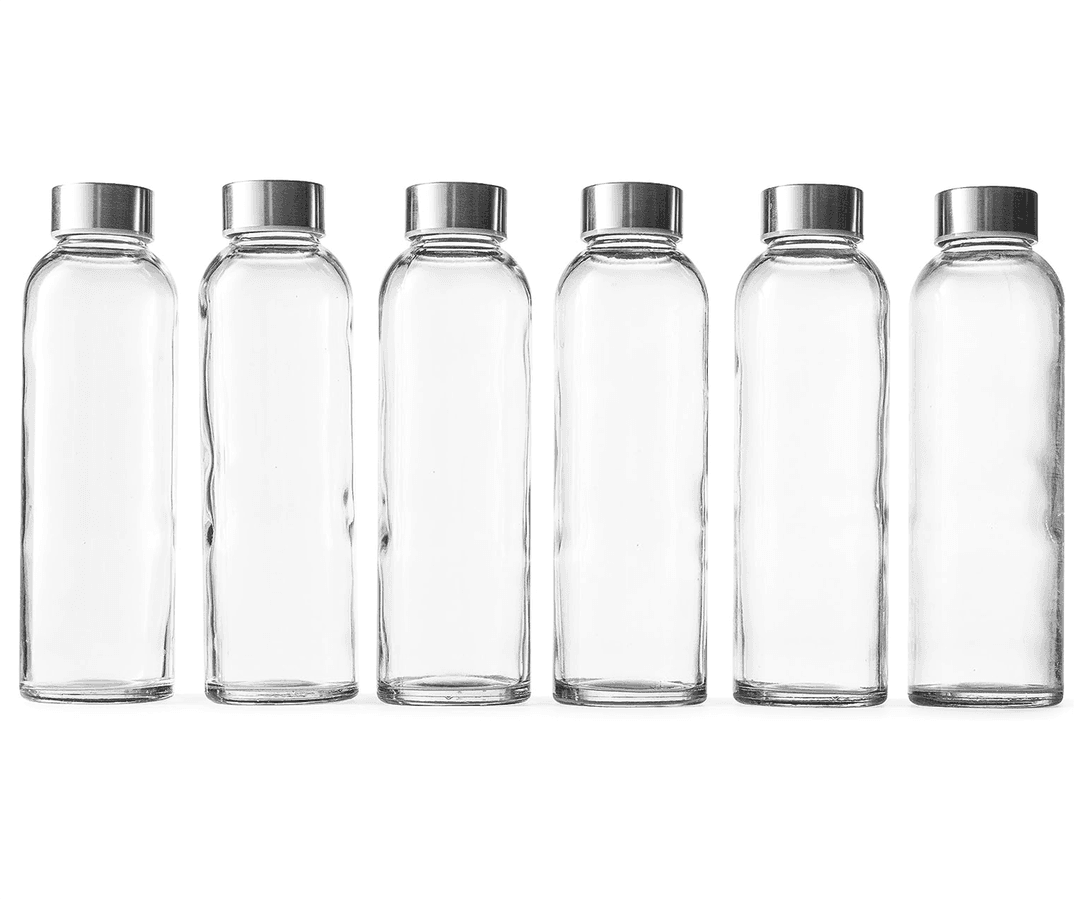 Epica 18-Oz. Glass Water Bottles with Lids, Set of 6