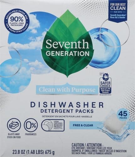 Seventh Generation Dishwasher Detergent Packs Free & Clear 45 count view 2