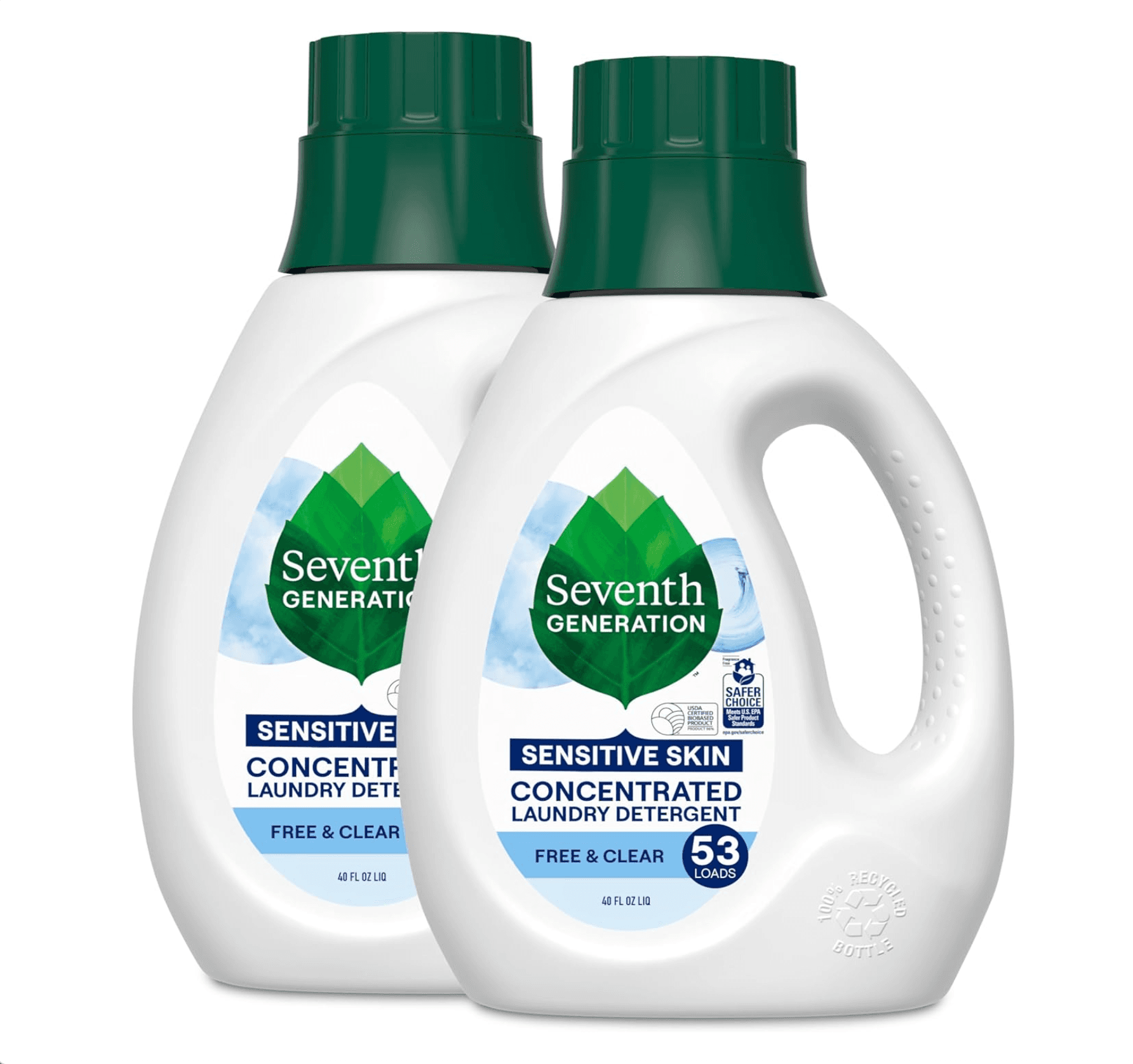 Seventh Generation Concentrated Laundry Detergent Liquid Free & Clear Fragrance Free 40 Fl Oz (Pack of 2)