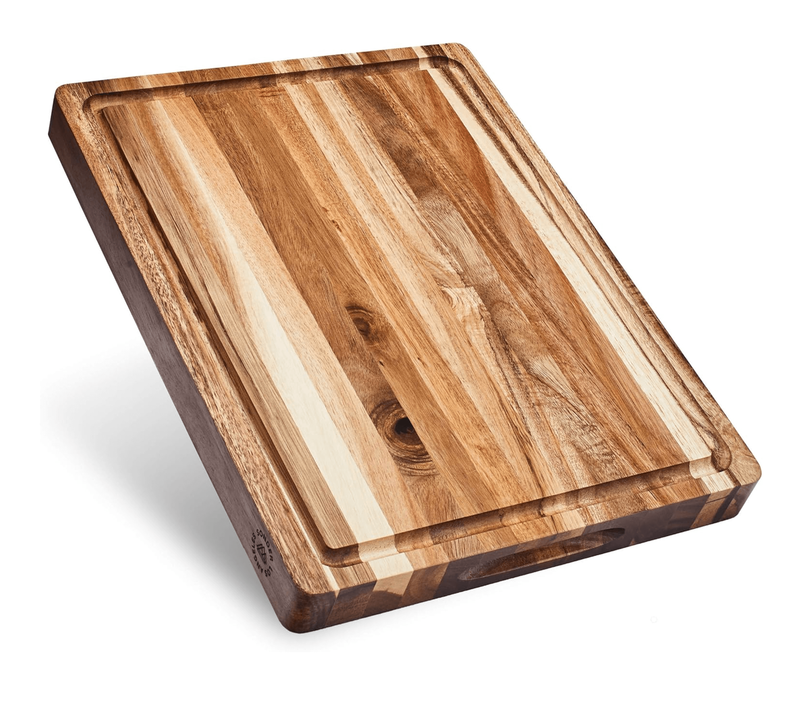 Sonder LA, Thick Sustainable Acacia Wood Cutting Board for Kitchen with Juice Groove, Sorting Compartment view 1